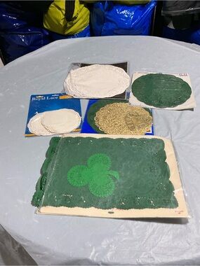Green Lace Doilies and Placemats Set